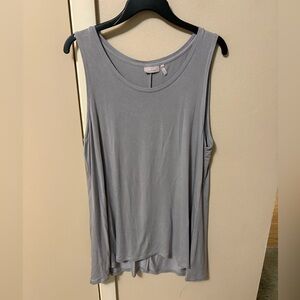 LOGO grayish blue liquid knit Tunic Tank Top  Great for layering sz L Length 30